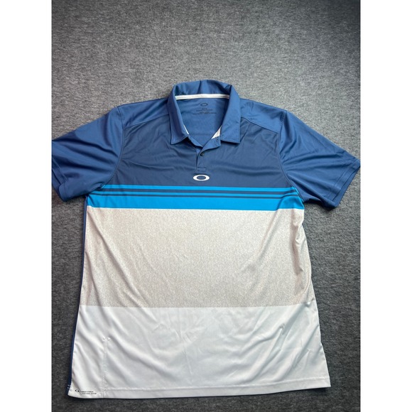Oakley Other - Oakley Mens Blue Striped Colorblock Functional System Golf Polo Shirt XL 434039